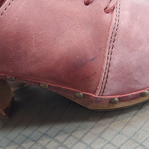 Sanita Theodora Clogs wooden heels red Sz 36/5.5-6 - Picture 5 of 13